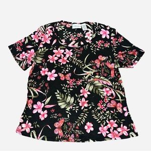 Vintage Jaclyn Smith Butterfly and Floral print top